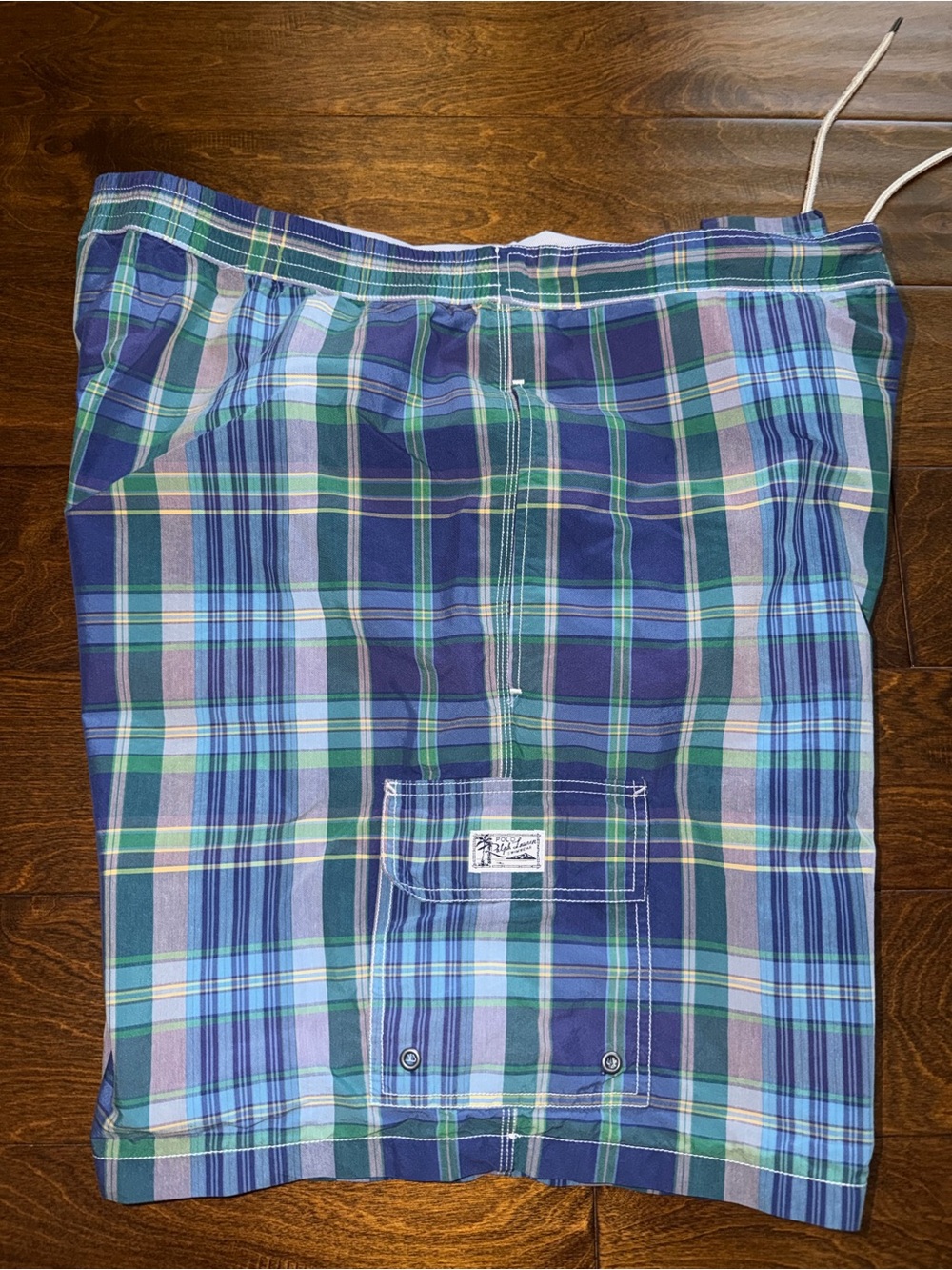 Polo Ralph Lauren Swim Shorts Mens 3XB Big Blue Plaid Trunks Pockets - Picture 10 of 10